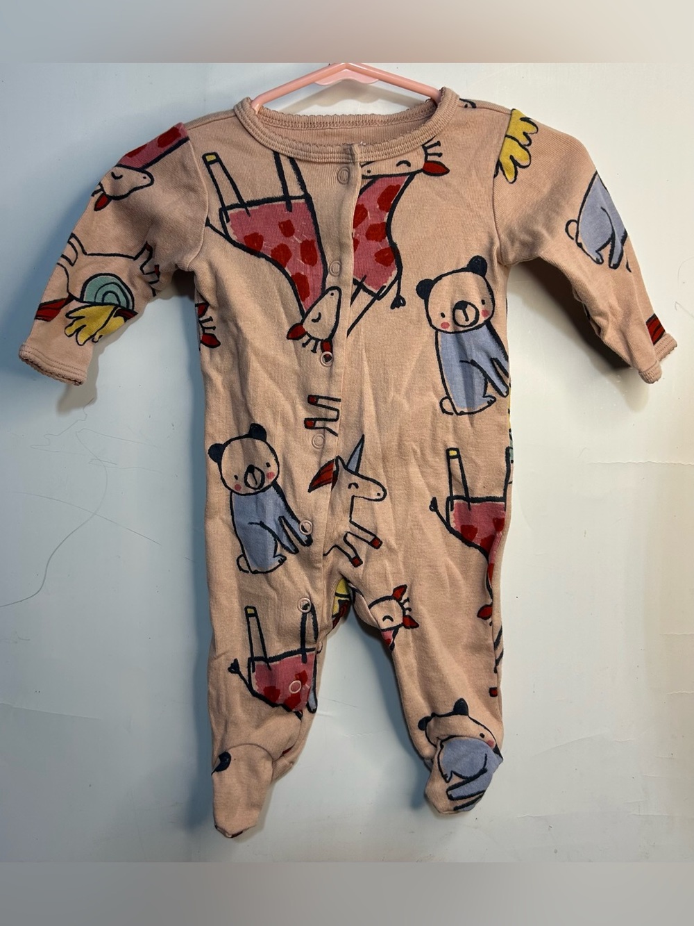 Carter's Cartoon Animal Print Footie Pajama Baby Size 3 Months